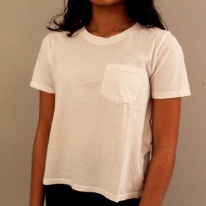 Everlane White Cotton Box-Cut Pocket Tee
